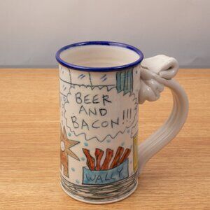 Tim Edwards Pottery Wally Discovers The Meaning Of Life Beer and Bacon Mug Humor